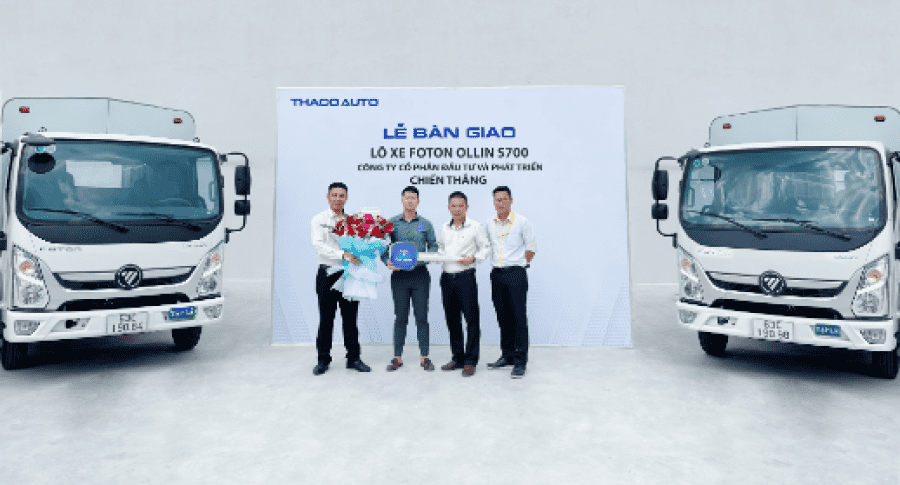 THACO AUTO Tiền Giang bàn giao lô xe Foton Ollin S700 và Kia Soluto cho Công ty Cổ phần Chiến Thắng